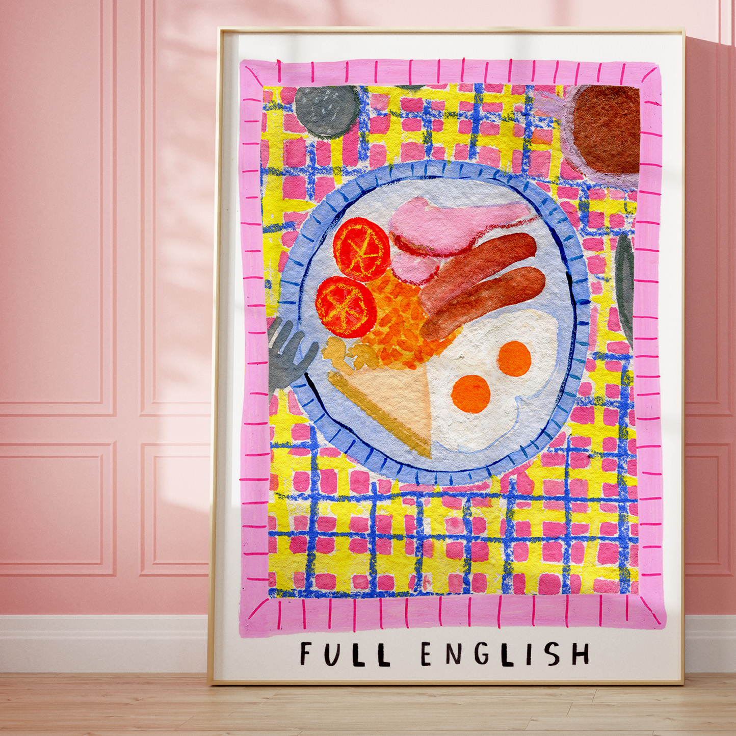Full English Breakfast Art Print - Watercolour Pastel Poster